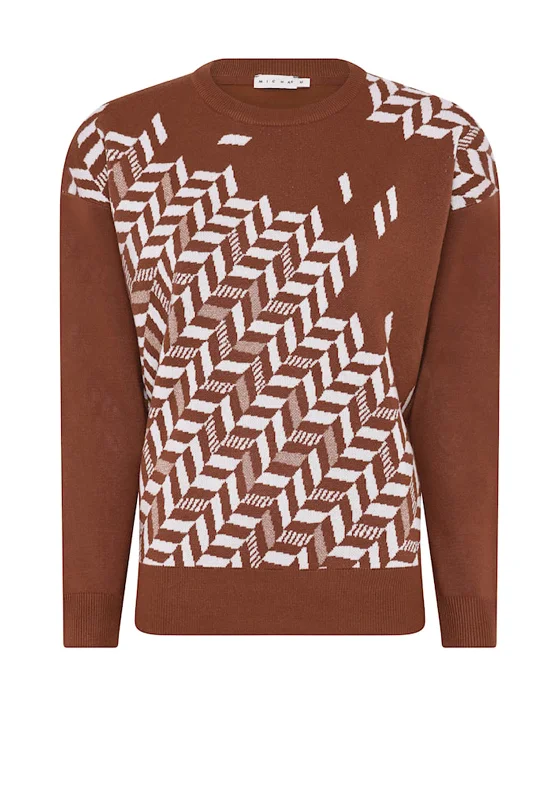 The Best Offers Are Here!Micha Metallic Geometric Print Jumper, Brown