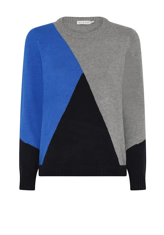 Get It Before It’s Gone!Micha Colour Block Cosy Knit Jumper, Grey and Blue