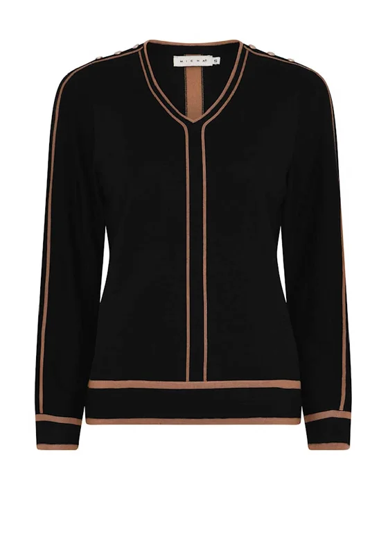 Flash Sale – Act Fast!Micha V Neck Colour Block Sweater, Black