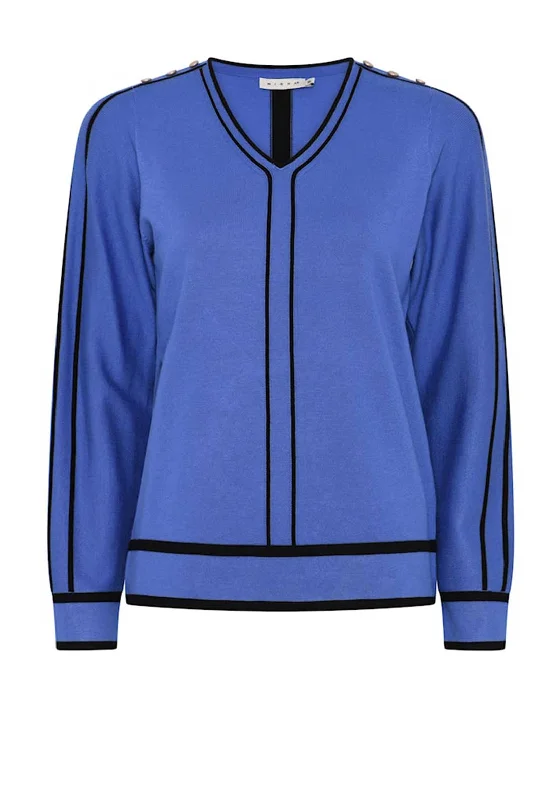 Limited Stock Available!Micha V Neck Colour Block Sweater, Blue