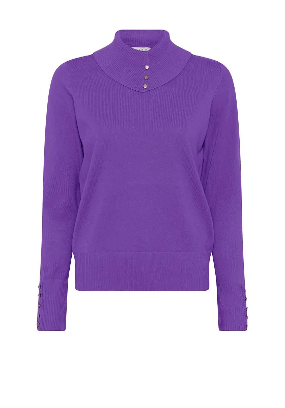 Exclusive Deals Just for You!Micha Button Detail Polo Neck Sweater, Purple