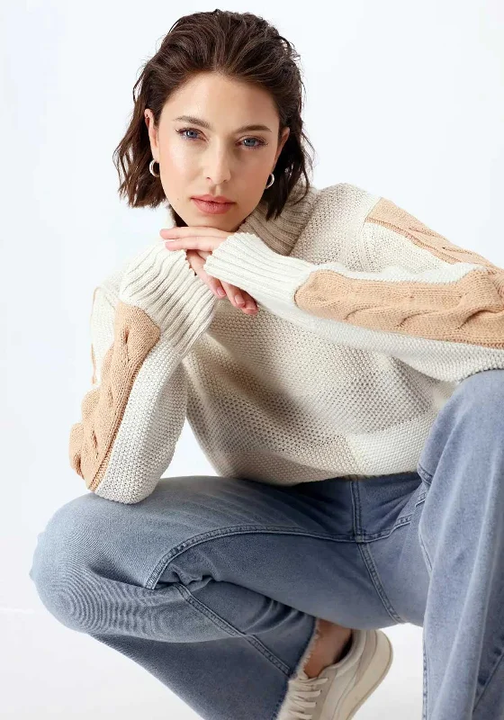 Time to Save Big!Monari Cable Knit High Neck Jumper, White