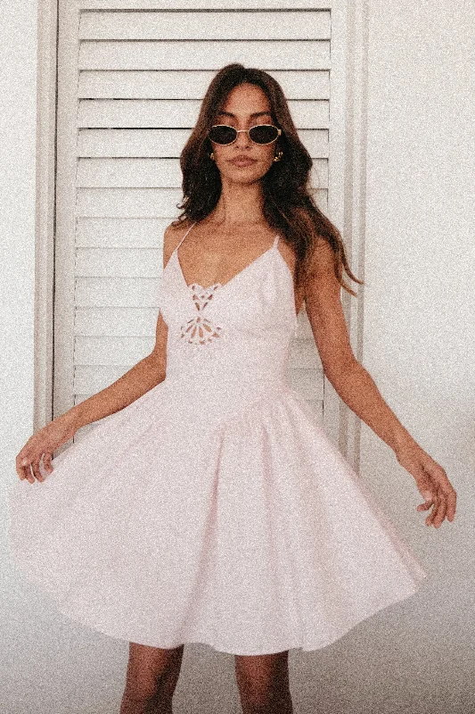 Seasonal Sale – Shop Now!Muriel Cotton Mini Dress With Crochet - Powder Pink