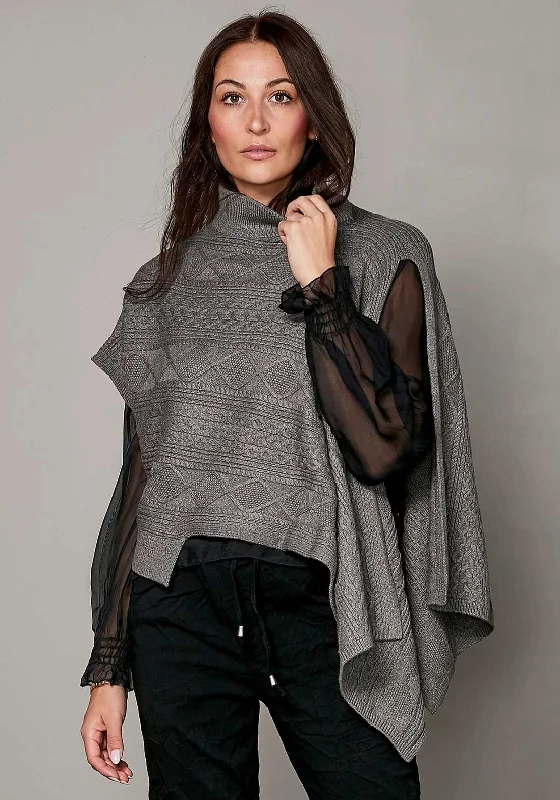One Day Only – Huge Savings!Nu Denmark Vilna Cable Knit Poncho, Grey