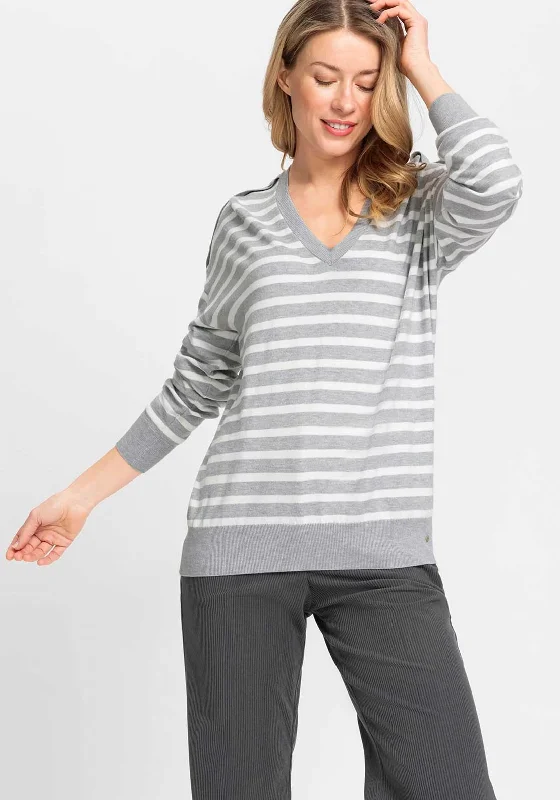 Exclusive Offers You’ll Love!Olsen Cora Striped Sweater, Grey and White