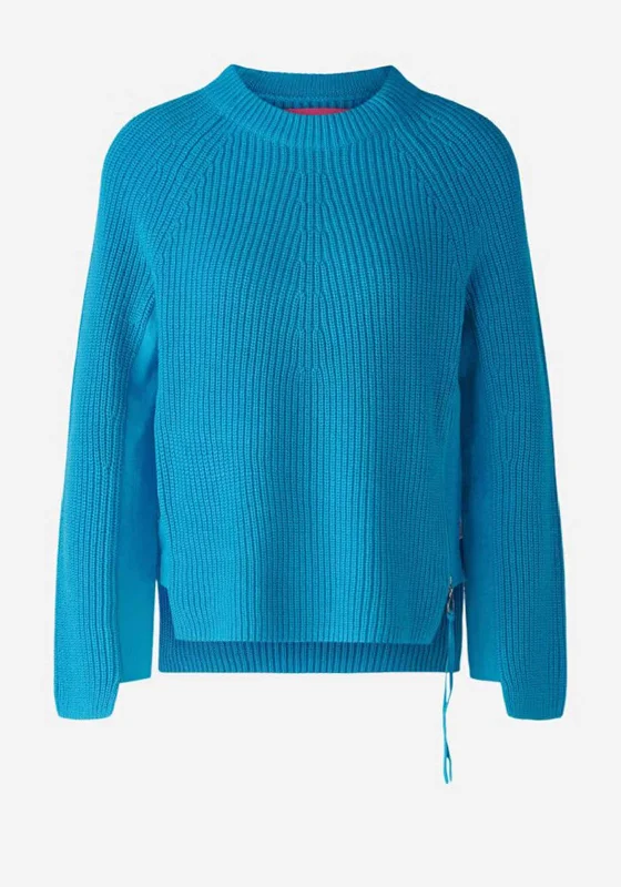 More Discounts, More Joy!Oui Ribbed Side Zip Cotton Jumper, Blue