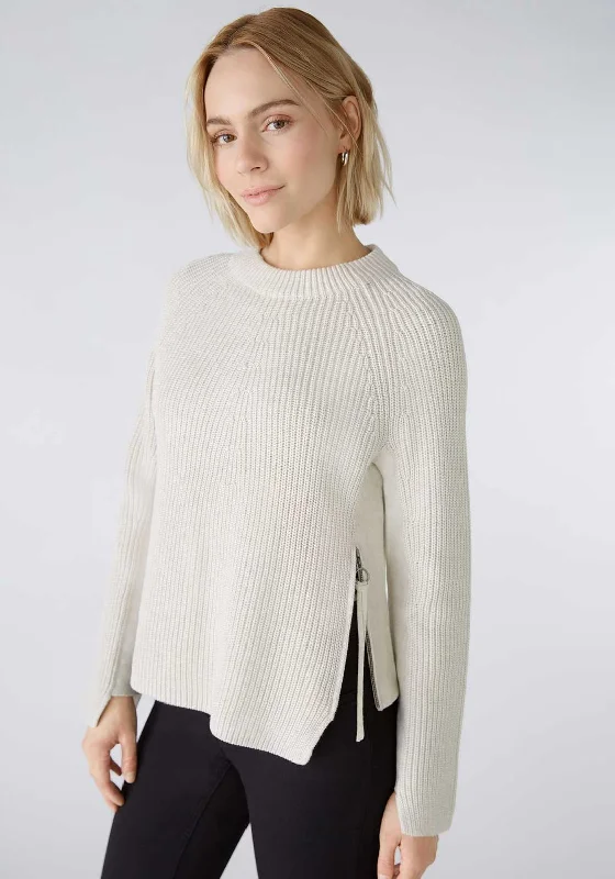 Time to Snag a Bargain!Oui Zip Detail Knitted Jumper, Off White