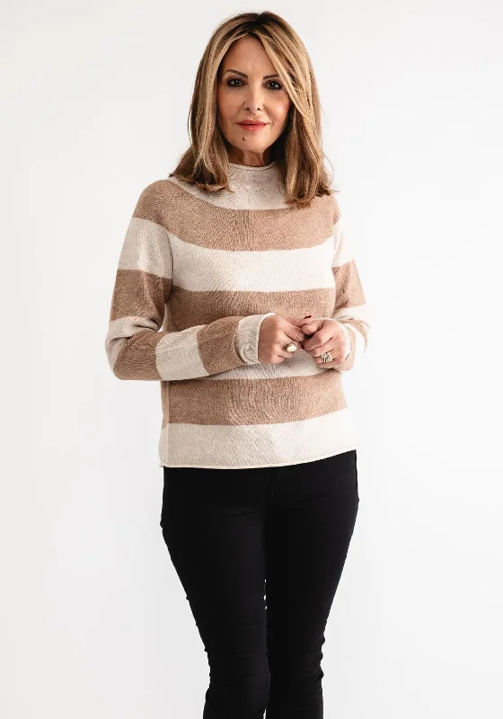 Instant Savings Await!Oui Striped Fine Knit Jumper, Beige