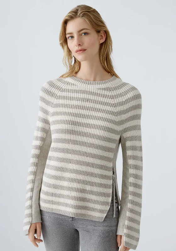 The Best Deals Won’t Wait!OUI Rubi Stripe Long Sleeve Knit Jumper, Grey