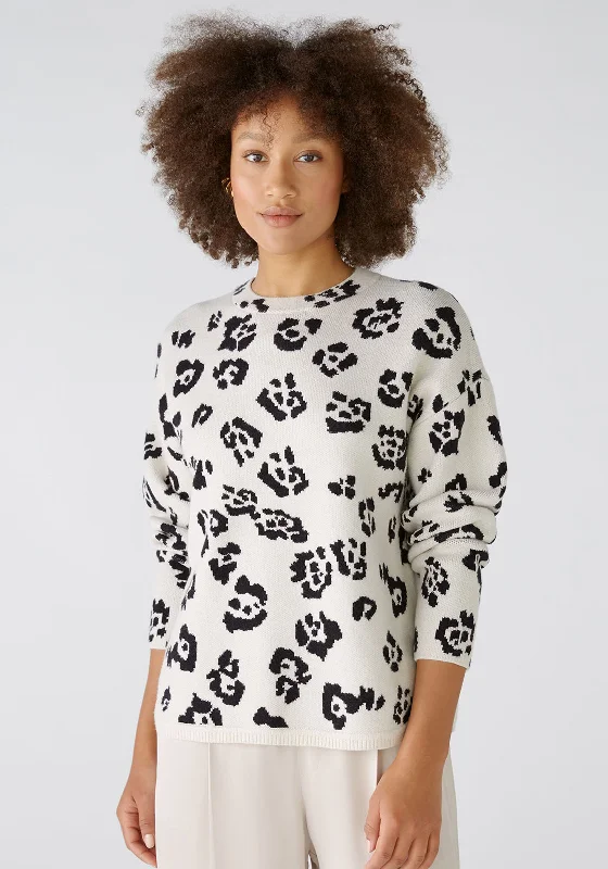Price Drops You’ll Love!OUI Animal Print Long Sleeve Knit Jumper, Off White