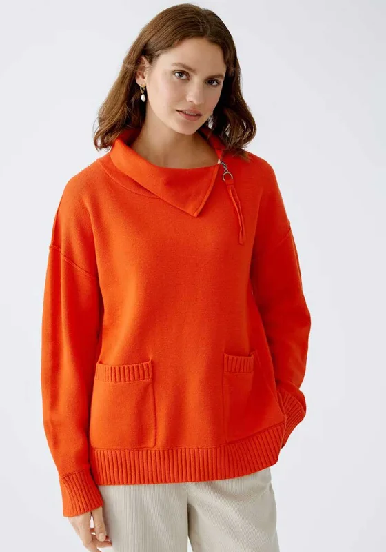 Snag the Best Prices Now!Oui Zip Neck Knit Jumper, Orange