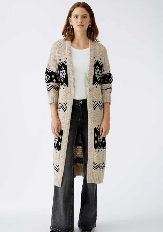 Incredible Savings Inside!Oui Wool Coton Blend Knit Long Cardigan, Beige