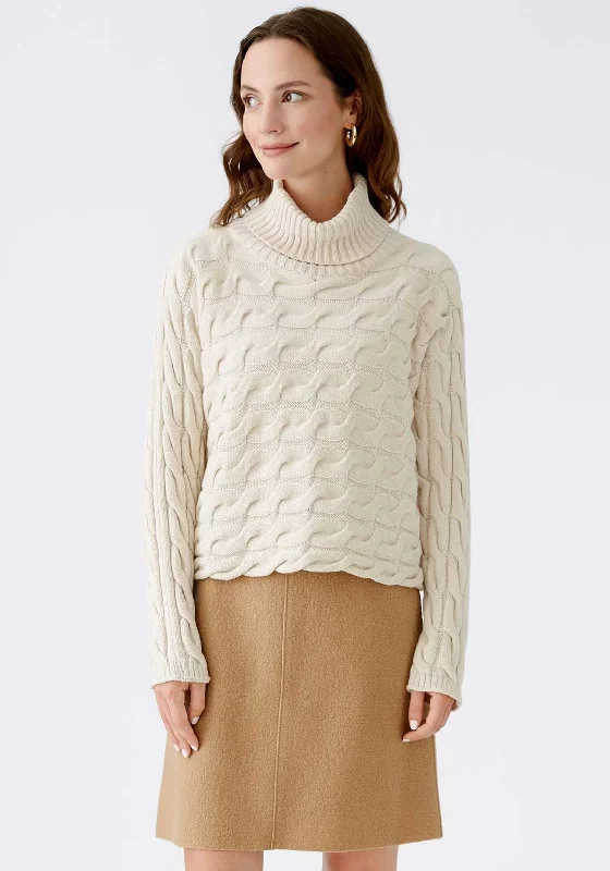 Your Best Deals Are Here!Oui Polo Neck Knitted Jumper, Cream