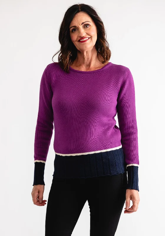 Exclusive Offers You’ll Love!Pretty Vacant Colour Block Knit Jumper, Purple