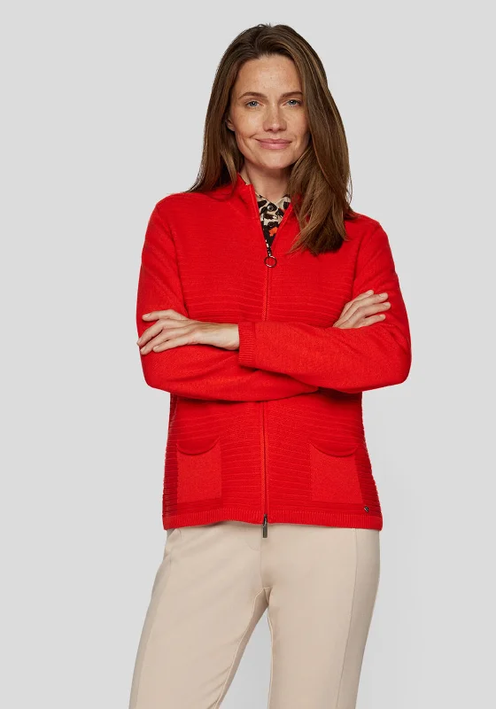 Score Big Savings Today!Rabe Knitted Zip Up Cardigan, Red