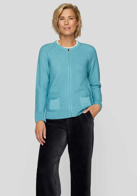 Limited Stock Available!Rabe Knit Zip Through Cardigan, Blue