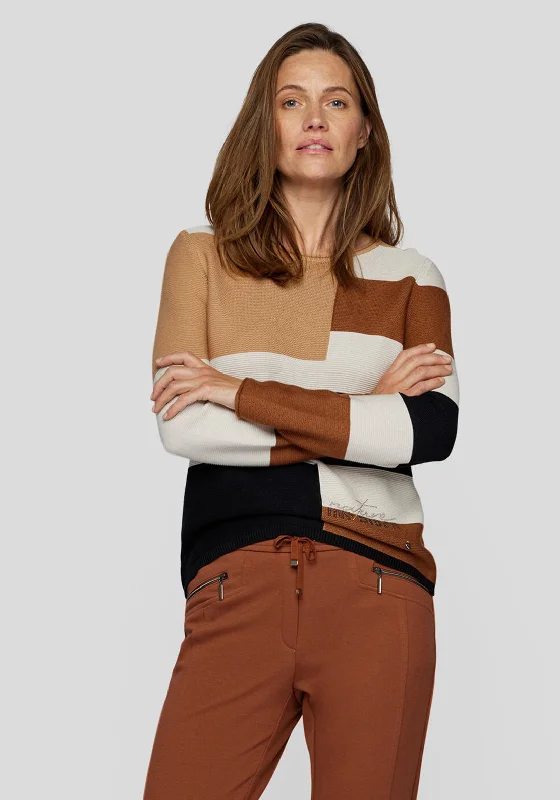 Upgrade for Less!Rabe Striped Colour Block Knit Jumper, Brown