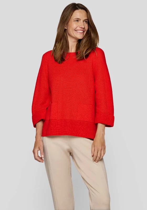 The Best Offers Are Here!Rabe Pocket Detail Long Sleeve Jumper, Red