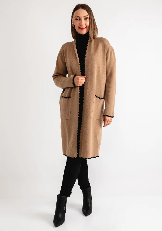 Massive Price Cuts!Serafina Collection Scalloped Trim Cardigan, Camel
