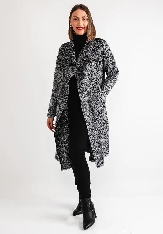 Hurry, Sale Ends Soon!Serafina Collection Snake Print Knit Cardigan, Grey