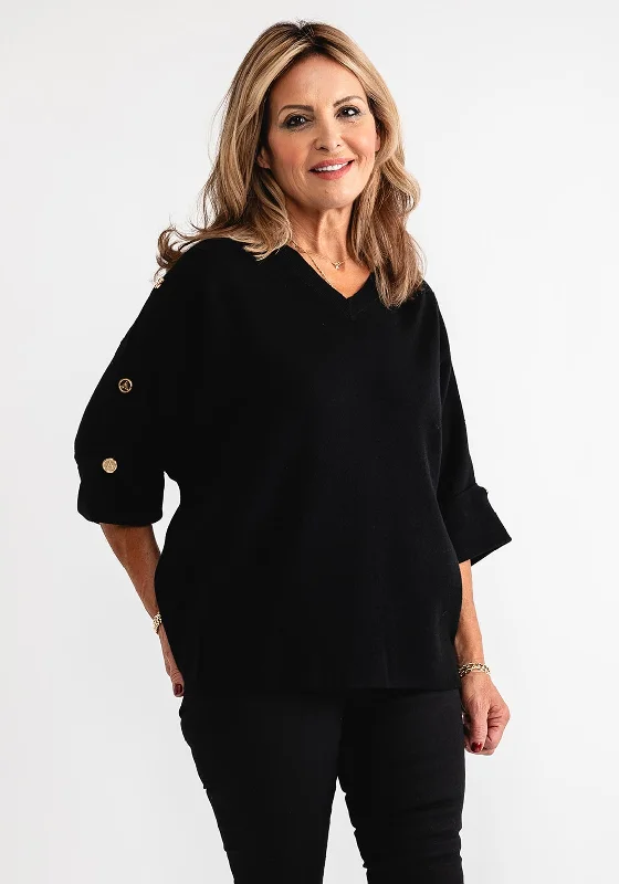Get Ready to Save!Serafina Collection Gold Button Detail Jumper, Black
