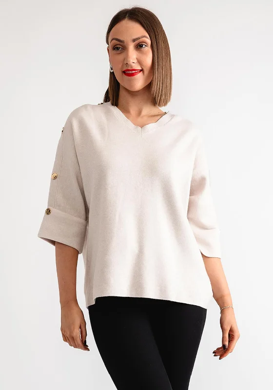Hot Deals You Can’t Resist!Serafina Collection Gold Button Detail Jumper, Cream