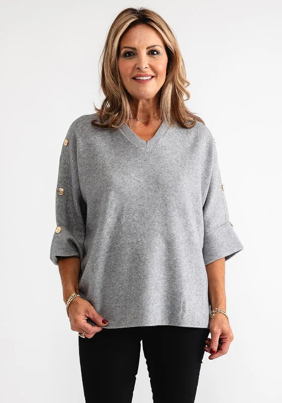 Huge Savings – Act Now!Serafina Collection Gold Button Detail Jumper, Grey