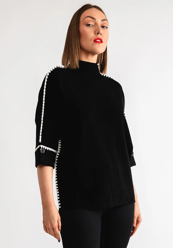 Save More When You Shop More!Serafina Collection Scalloped Trim Jumper, Black