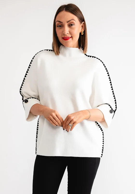 Save Up to 50% Off!Serafina Collection Scalloped Trim Jumper, White