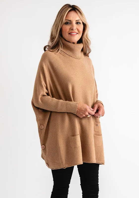 Best Price of the Season!Serafina Collection Polo Neck Batwing Jumper, Camel