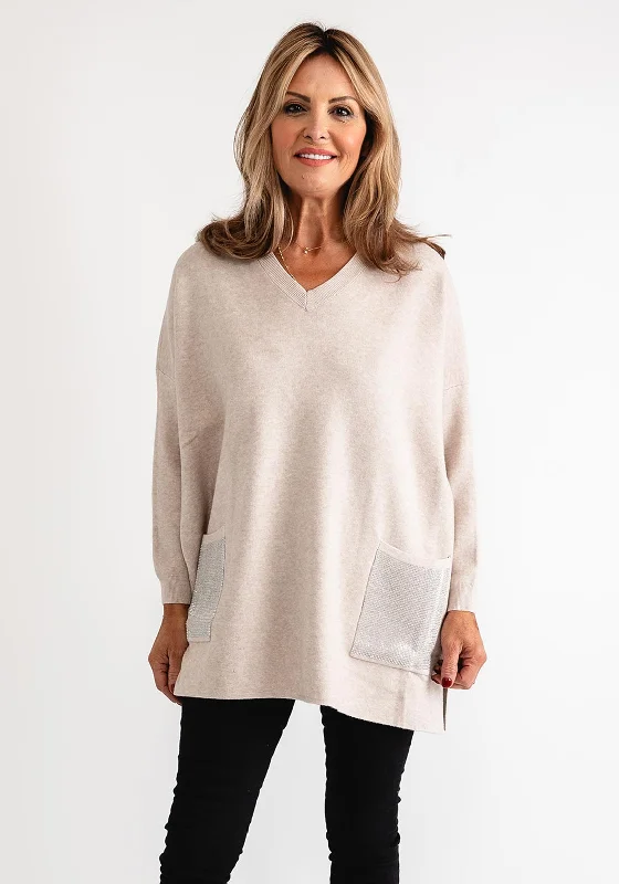 Today’s Deals, Tomorrow’s Regrets!Serafina Collection Embellished Pocket Jumper, Beige