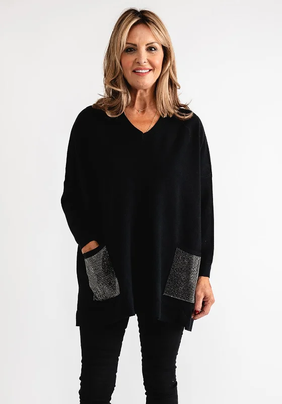 Hottest Discounts of the Year!Serafina Collection Embellished Pocket Jumper, Black