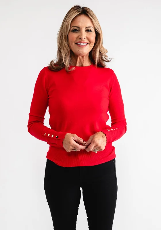 Must-Have Deals Inside!Serafina Collection Button Detail Sweater, Red