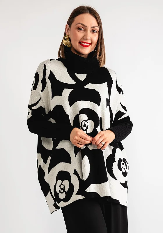 The Best Deals Won’t Wait!Serafina Collection Printed One Size Roll Neck Jumper, Black