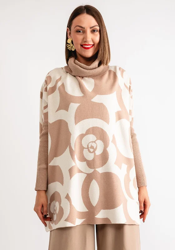 Unlock Huge Savings Now!Serafina Collection Printed One Size Roll Neck Jumper, Beige