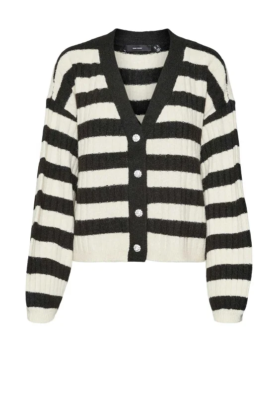 Score Big Savings Today!Vero Moda Elya Striped Cardigan, Black and Beige
