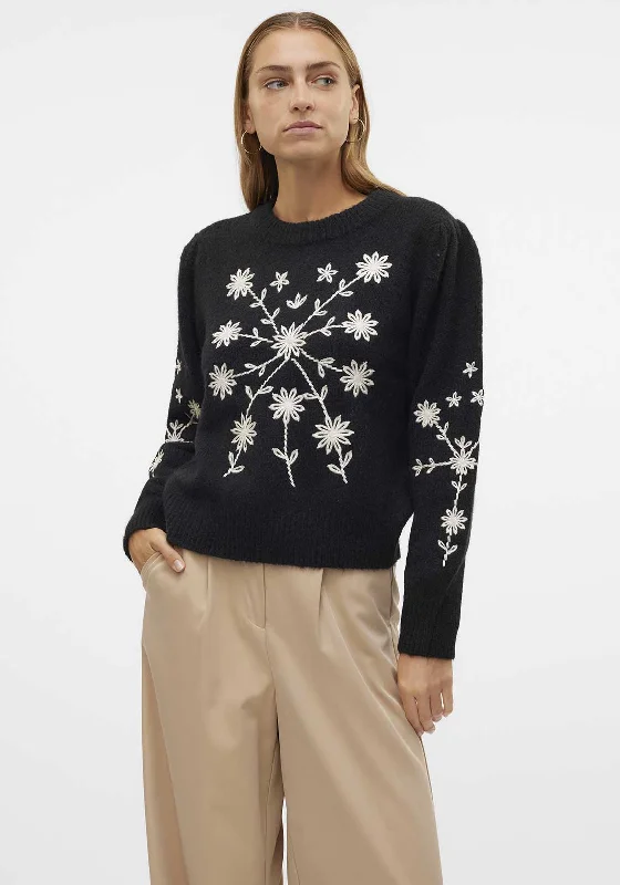 Sale Alert – Get Ready to Shop!Vero Moda Gaia Floral Embroidered Jumper, Black