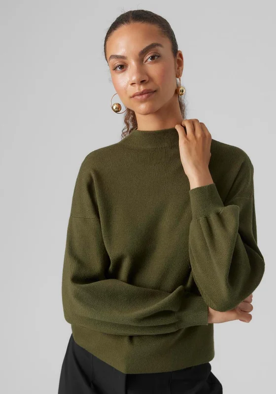Limited Stock Available!Vero Moda Nancy Funnel Neck Sweater, Green