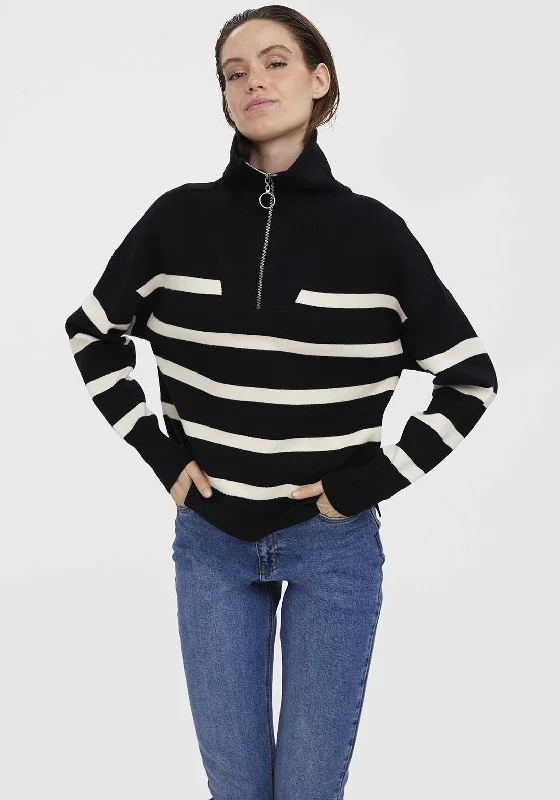 Your Favorite Sale is Back!Vero Moda Saba Striped Zip Neck Sweater, Black