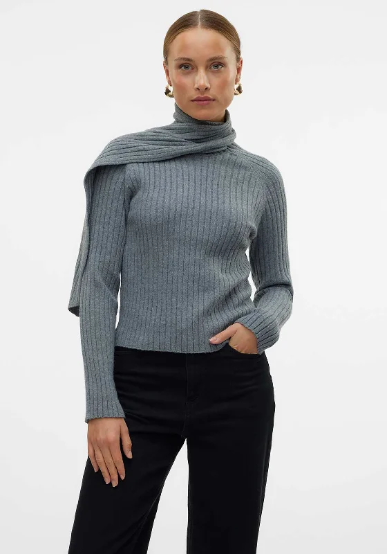 Limited Edition, Limited Price!Vero Moda Zoey Wrap Neck Pullover, Grey