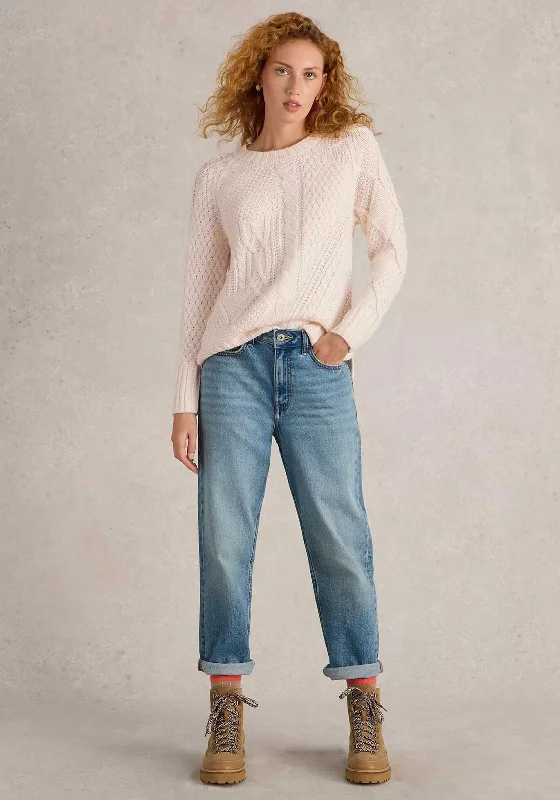 Your Chance to Save is Now!White Stuff Patchwork Cable Knit Jumper, Cream