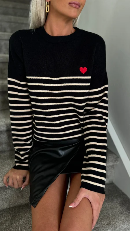 Time to Snag a Bargain!Winsley Black & Beige Striped Jumper