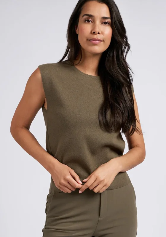 Exclusive Deals Just for You!YAYA Sleeveless Back Cut-Out Sweater, Stone Grey