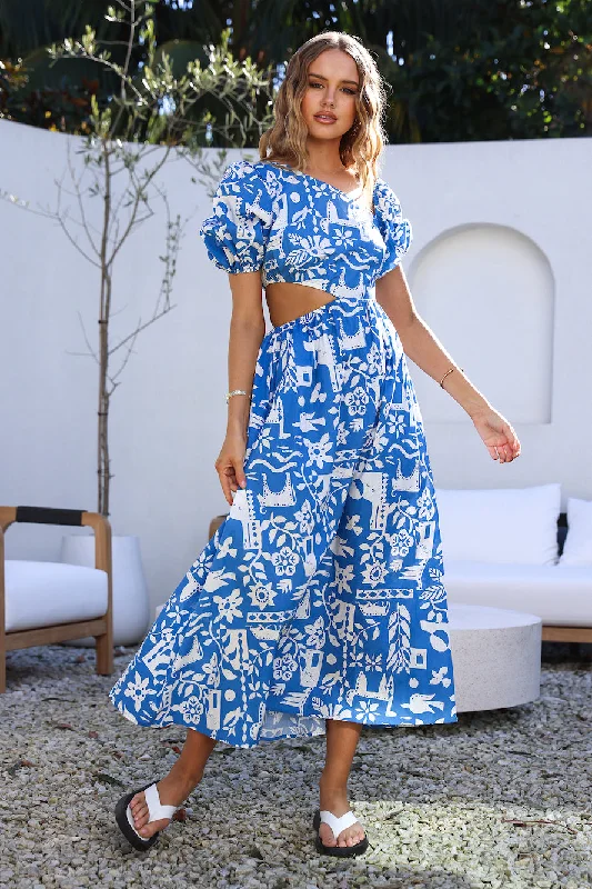 Limited-Time Price Drop!Art Gallery Maxi Dress Blue
