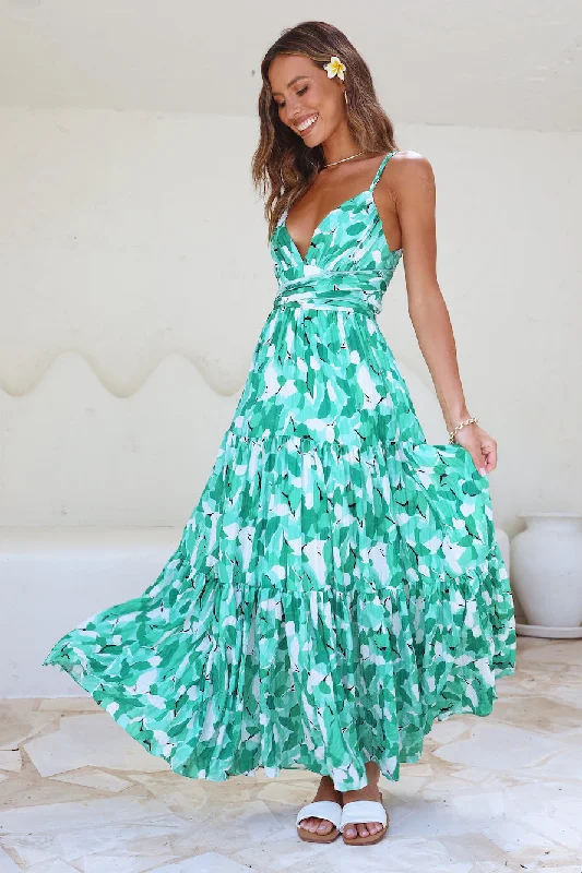 Price Drop Alert!Blissful Memories Maxi Dress Green