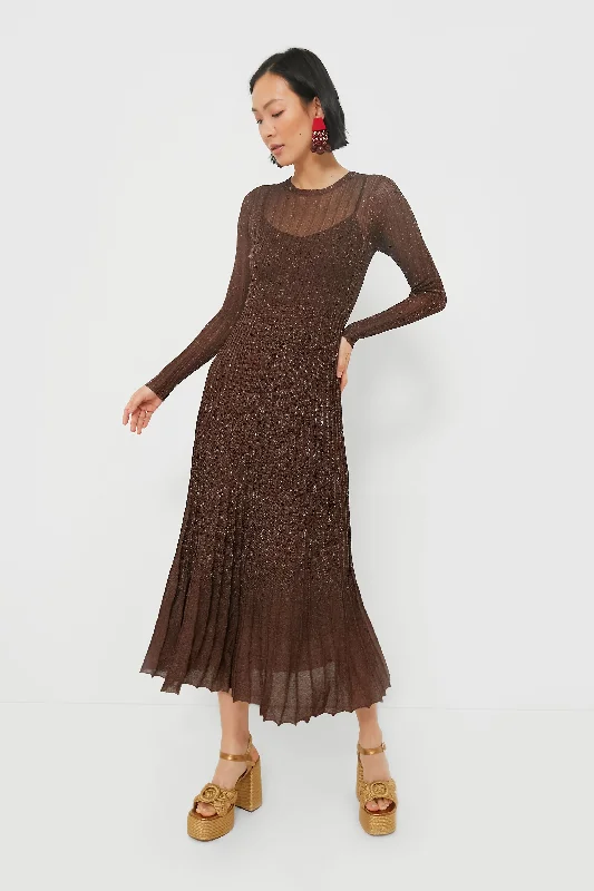 Get the Best for Less!Exclusive Brown Long Sleeve Maxi Dress