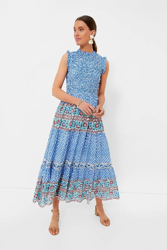 Enjoy Huge Discounts Now!Campania Blue Sleeveless Smocked Maxi Dress