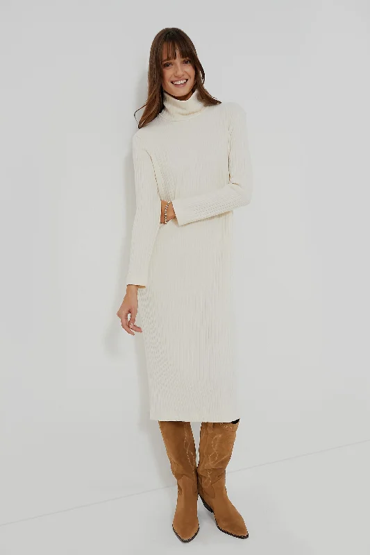 More Discounts, More Joy!Creme Sweater Rib Turtleneck Dress