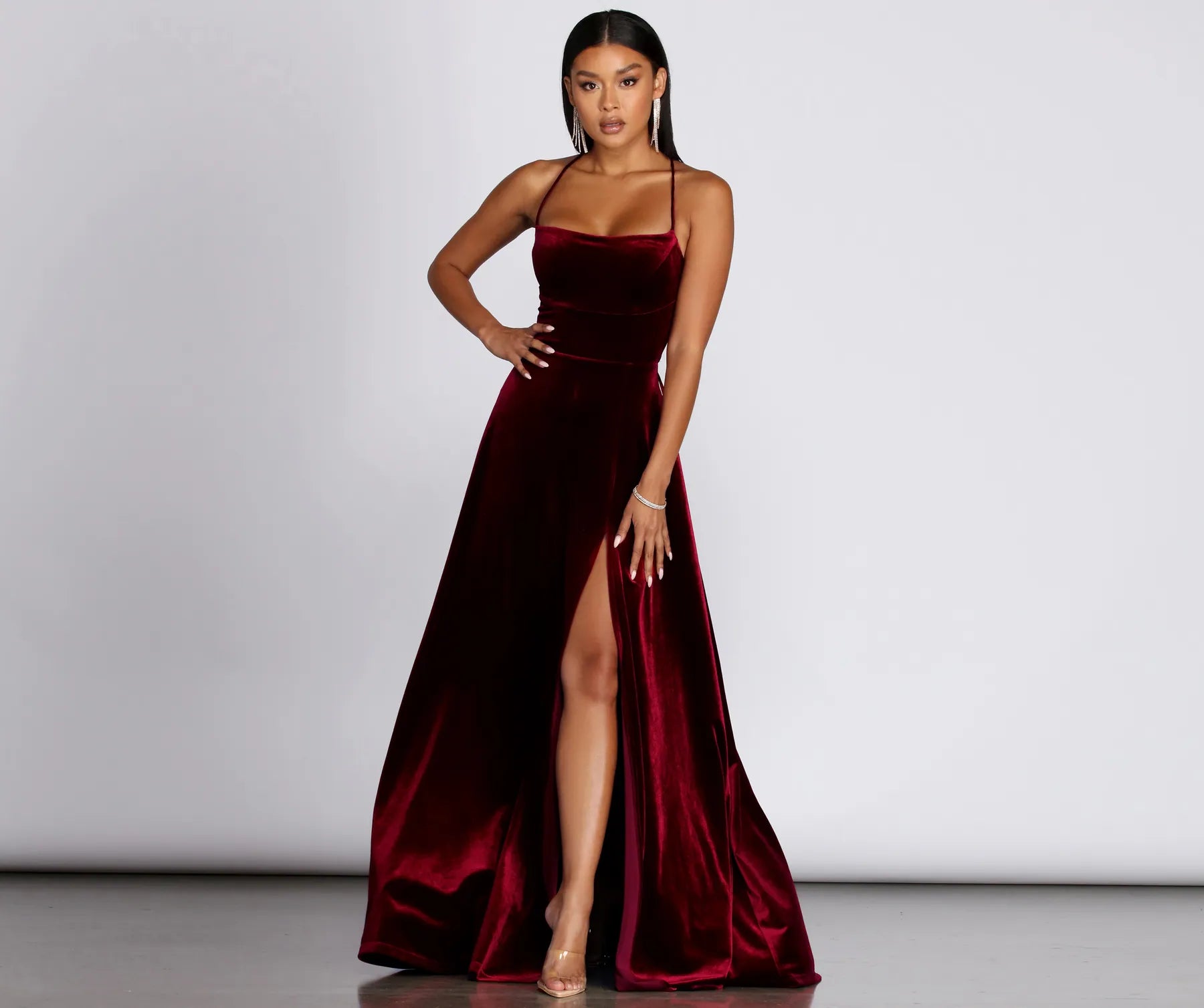 Buy One, Get One Free!Dakota Velvet Lace Up Evening Gown