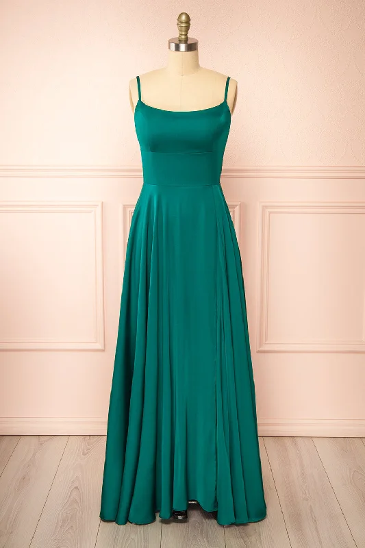 Your Dream Deal is Here!Darcy Green | Maxi Satin Dress w/ Slit